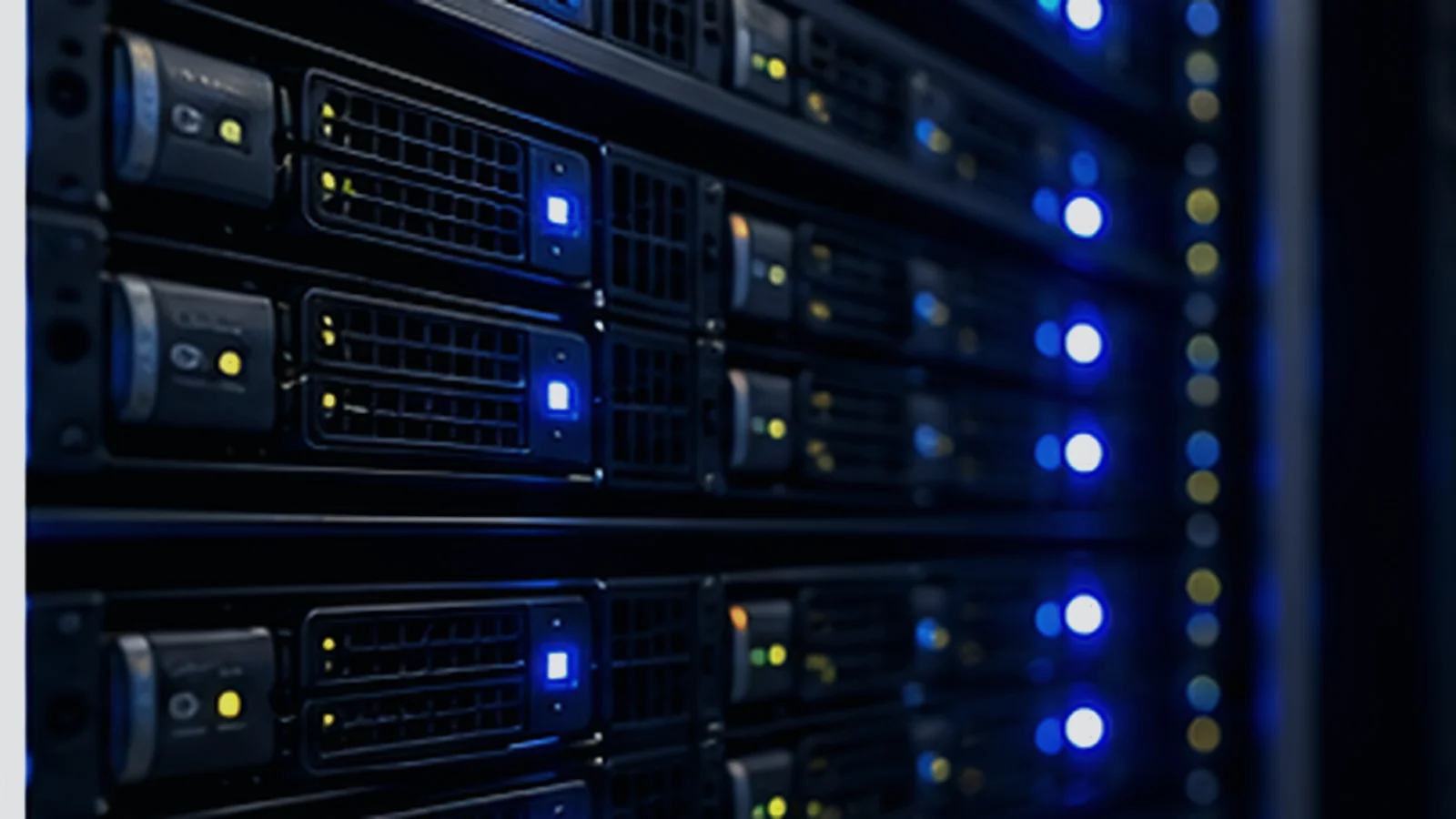 Business servers and backup storage with active status lights